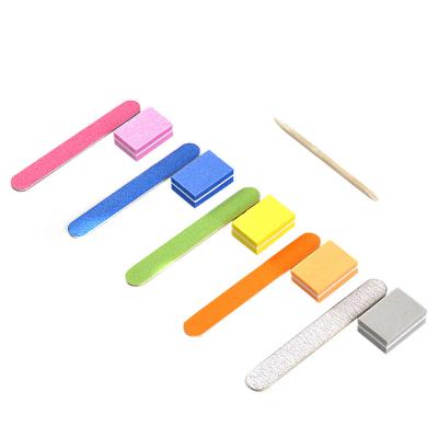 China Manicure Care 3 Pcs/Set Professional Disposable Manicure Set Nail File Buffer Wooden Block With Stick Wholesale Hotel Disposable Manicure Set for sale