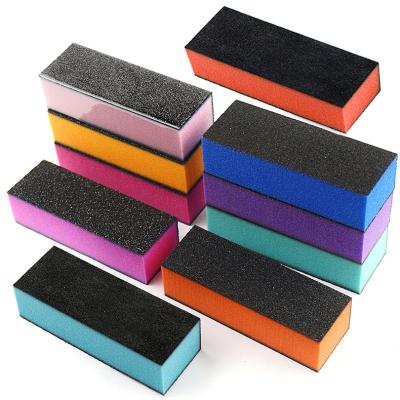 China Eco-friendly Nail Buffer Sponge Block Black Sand On Three Sides Nail Buffer Block Nail Polish Buffer Wholesale for sale