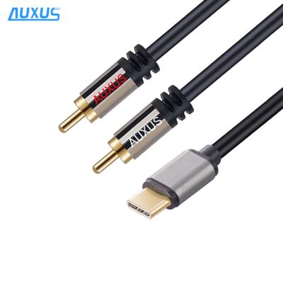 China Monitor USB Type C to 2 RCA Jack Cable for Mobile Phone, Speaker, Home Theater, HDTV for sale