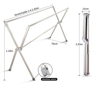 China 2021 Newest Multi-Function Rack Cross Bar Metal Telescopic Hangers Floor-holding Drying Rack for sale