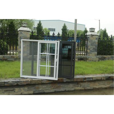 China Magnetic Screen New Product Design High Quality Fancy PVC Sliding PVC Commercial Exterior Window Tempered Glass Black Vinyl Windows for sale