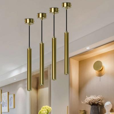 China Golden Long Tubular Ceiling Cob Pendant Light For Living Room Bedside 10W zu verkaufen