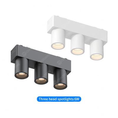 China CRI90 Magnetic Three Head Track Light Ceiling Free Led Black White Spotlight en venta