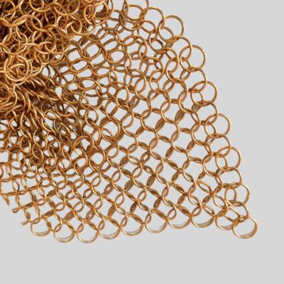 China Copper Fireplace Screen Chainmail Ring Mesh With Brass Wire Or Copper Wire for sale