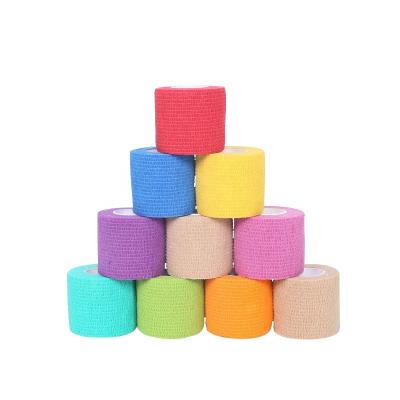 China Good ventilationand/high elasticity/soft/water-resistant/easy to wrap factory high quality colorful medical sports self-adhesive nonwoven cohesive elastic bandage for sale