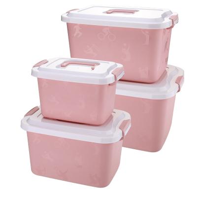 China Sustainable Creative Portable Plastic Storage Box Closet Clothes Toy Sundries Storage Boxes Four-piece Set Wholesale for sale