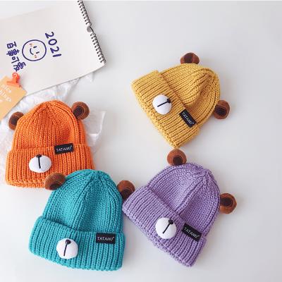 China Cartoon Bear Baby COMMON Hats Autumn and Winter Boys and Girls Lovely Plug Head Beanie Hat for sale