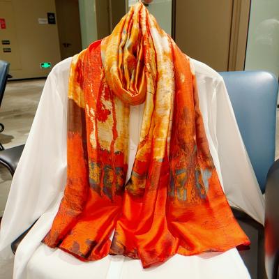 China New style silk visual printingsilk scarf spring and autumn thin scarf for women fashion shawl for sale