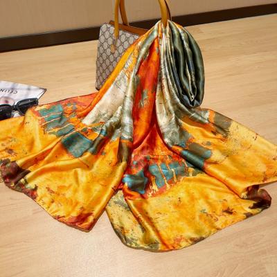 China New Style Silk Visual Printing Silk Scarf Spring And Autumn Thin Scarf For Women Fashion Shawl for sale