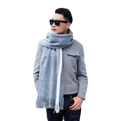 China New fashion autumn and winter new fashion men's long knitted acrylic scarf stripe fringe thickening thermal manufacturers wholesale for sale