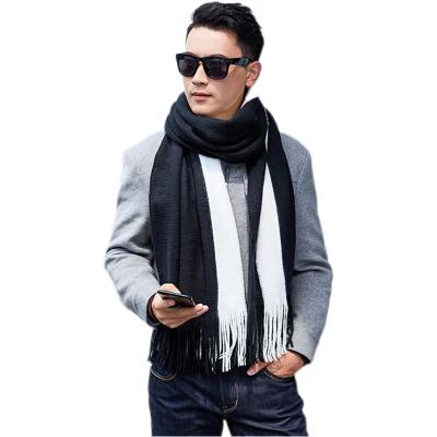 China New fashion autumn and winter new fashion men's long knitted acrylic scarf stripe fringe thickening thermal manufacturers wholesale for sale