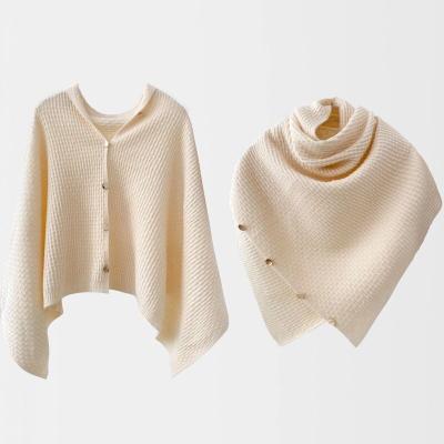 China Other Scarves & soft shawls autumn winter cashmere scarf metal knitted button sweater cap cape for sale