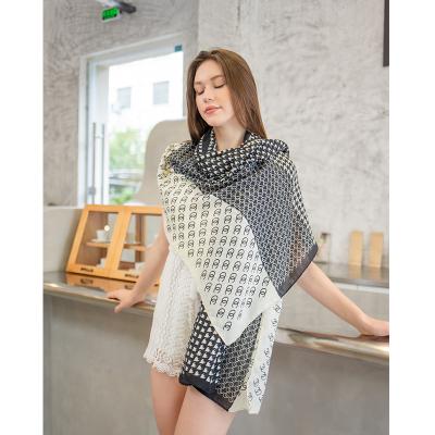 China New Cotton Style Cotton And Canvas Material Letter Printing Scarf For Women Spring And Autumn Thin Scarves Fashion Shawl for sale