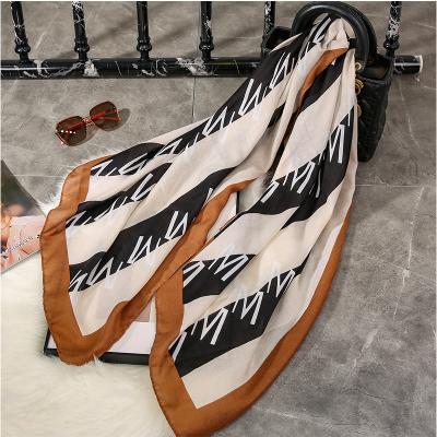 China New Cotton Style Cotton And Canvas Material Letter Printing Scarf For Women Spring And Autumn Thin Scarves Fashion Shawl for sale