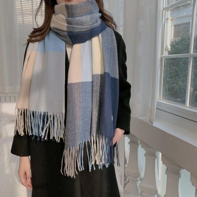 China Polyester winter scarf for women fashion lattice autumn scarves and winter tassel shawl for sale