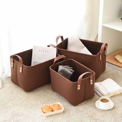 China Sustainable Woolen Felt Fabric Storage Basket Laundry Basket Woven Fabric Storage Basket for sale