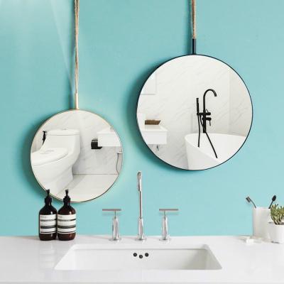 China Nordic Minimalist Art Toilet Bathroom Decor Hanging Metal Round Mount Ornament Wall Mirror WJ021845 for sale