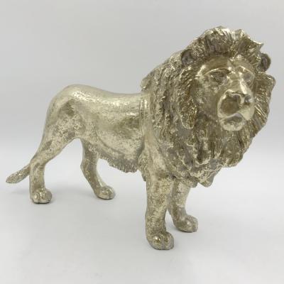 China Large Europe Gold Leafed Animal Figurines Tiger Decor Statue Life Size ZOO Resin Tiger Sculpture for sale