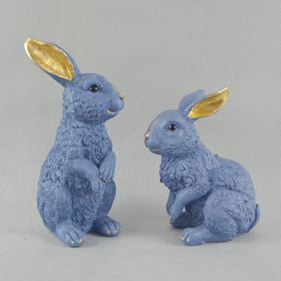 China Customized artificial animals statue lovely rabbit for home and garden decoration, rabbit resin figurine for sale