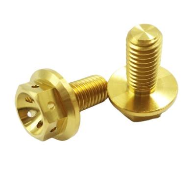 China High Quality Hex Flange Motorcycle Parts Factory Price Gold Head Titanium Bolts With Hole For Motorcycle for sale