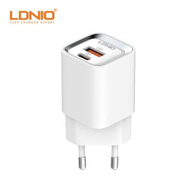 China Safe Suitable LDNIO A2318C Charging Two USB PD QC 3.0 Size 20W Portable Fast Home Type Dual C USB Devices Charger for sale