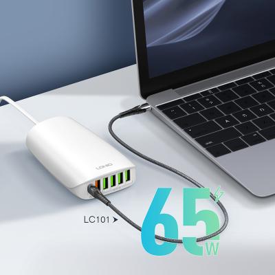 China LDNIO A6573C USB 6 PD 65W Smart Travel Adapter Super Fast Charging Fast Charging Station USB Charger Adapter Left Plug In Hub Electric Phone Chargers for sale