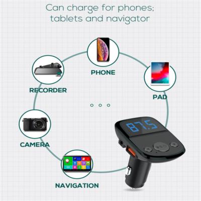 China LDNIO C706Q Smart 2 USB Input Car Audio Charger For Phone Fast Charging Audio Input FM BT Car Mobile Phone Charger Left Adapter for sale