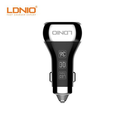 China Support LDNIO C2 2USB QC3.0 Fast Car Charger Fast Charging LED Display Current Charging 36W Car Cual USB Charger for sale