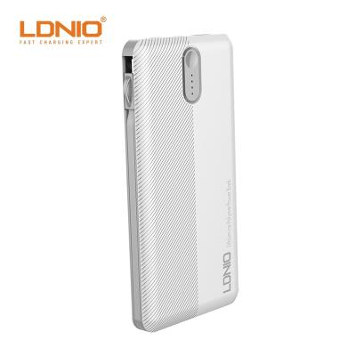 China Wholesale Slim Fast Power Bank Support LDNIO PL1013 Powerbank 10000mah High Quality Charging With Cell Cable Palladium Fast Charging Portable Power Bank for sale