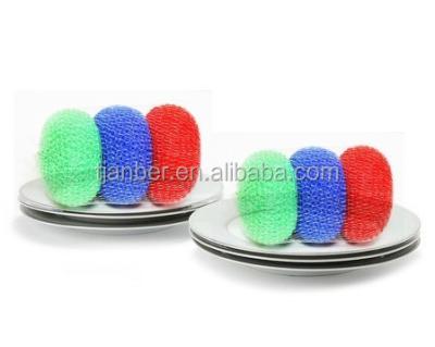 China Viable Good Quality Colorful Plastic Mesh Scourer Plastic PP Scourer Pot Scourer for sale