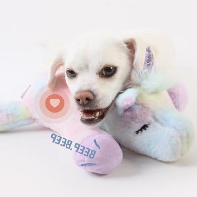 China Wholesale Promotional Viable Popular Cute Cute Soft Fashion Unicorn Dog Plush Heartbeat Cheap Soft Toy With Fur Tail for sale