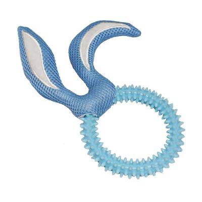 China Viable Hot Selling Creative Pet Toys Blue TPR Plush Ring Rabbit For Chewing And Teeth Cleaning Dog Toys for sale