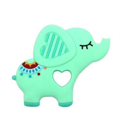 China Wholesale Soft Toy One New Design Baby Green Elephant Shape Sensory Teether Toys BPA Free Baby Teether Food Grade Soft Silicone Teether for sale