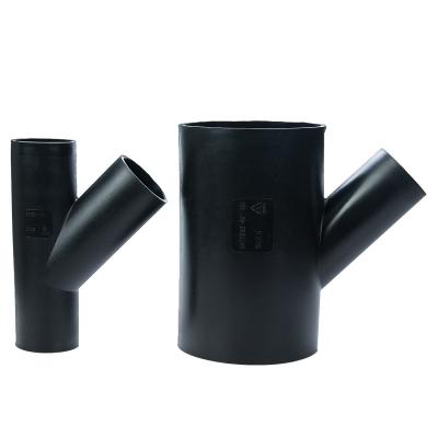 China Joining Pipe Lines PE Fittings HDPE Siphon 45 Degree Y Tee HDPE Trap Drainage Fitting For Water Pipe for sale