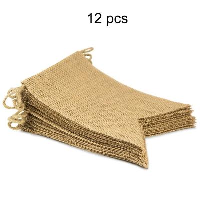 China 100% Hand Painted Jute Burlap Banner 12 Pcs Burlap Banner For DIY Party Decor for sale