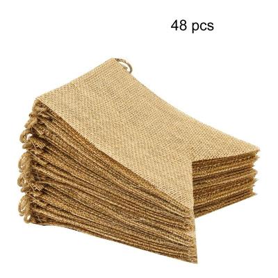 China 100% Hand Painted Jute Burlap Banner 48 Pcs Burlap Banner For DIY Party Decor for sale