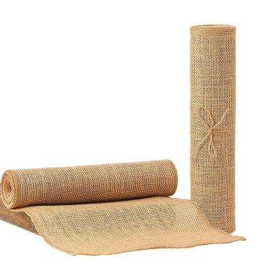 China Country Simple Vintage Natural Burlap Table Runner Jute Table Runner For Wedding for sale