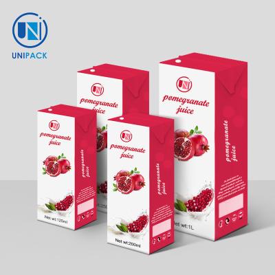 China Milk Juice Box Packaging Paperboard Type Matt Lamination Printing Handling for sale