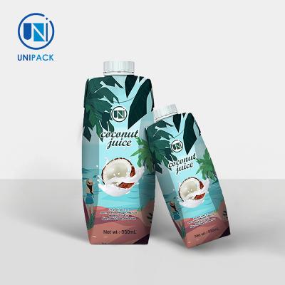 China UNIPACK Prisma Fruit Juice Boxes Cardboard packaging Disposable Paper Box Custom Logo Printing for Beverage/Juice for sale