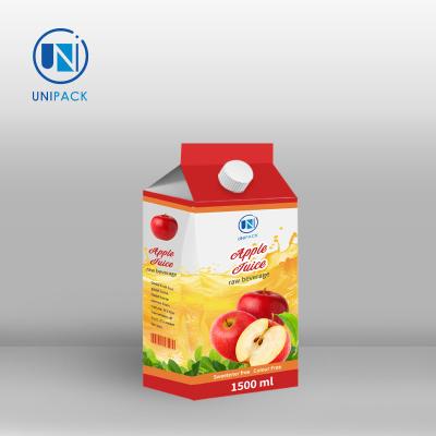 China Fruit Juice And Milk Gable Top Carton Embossing Printing Handling for sale