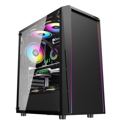 China With Colorful Side Panel Window Manufacturers Computer Chassis Gaming Computer With Argb Strip High Quality Gaming Computer PC Desktop Case For Gamer for sale