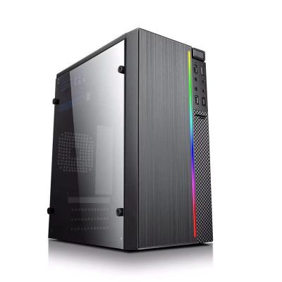 China With Fan Micro Computer Mid Tower ATX Case With 3D Front Panel RGB LED Strips Glass Side Panel RGB Fans for sale