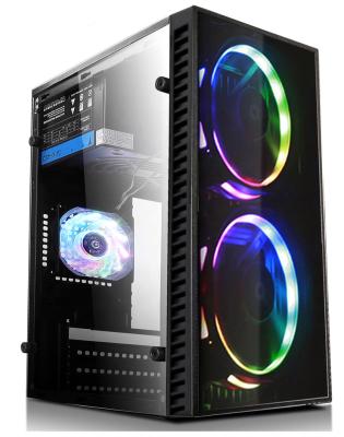 China With Fan Dawn Tempered Glass Mid Tower RGB LED Computer PC Case Atx Micro Gaming Computer Case And Towers for sale