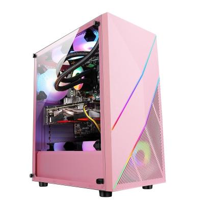 China With Fan Micro PC Cabinet Full Tower ATX Chassis Desktop Gamer With Transparent Tempered Glass RGB Fans Computer Cases And Towers for sale