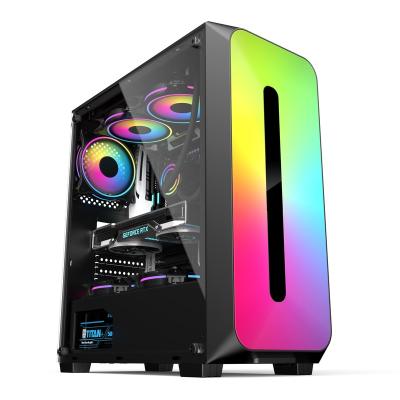 China With Side Panel Window Hot Sale ATX/M-ATX/ITX Desktop Gaming Case Gaming Cabinet PC Case With RGB LED Strip Light Panel for sale