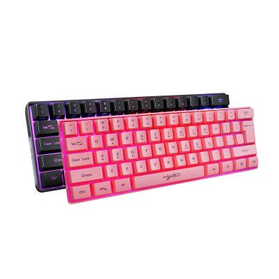 China V700 Anti-ghosting ABS Keycaps 61keys Mini Rgb Mechanical Gaming Keyboard Pink Color for sale