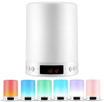 China Phone Function Hand Control Color Changing Lamp Speaker Touch LED Night Light Lamp Speaker Alarm Clock RGB Wireless Lighting for sale