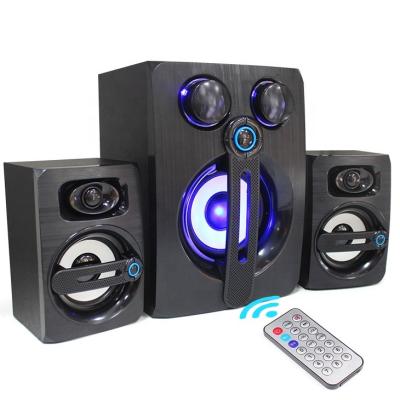 China Colorful LED Light 2.1 Home Theater Speakers Subwoofer Speakers Professional with AUX Light. blue tooth RGB LED TF USB for sale