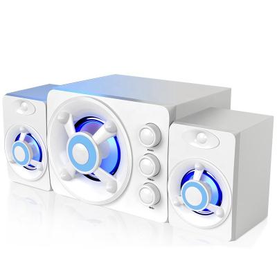 China Colorful LED Light Speaker 2.1 Audio Portable Premium Desktop Sound Multimedia Active Home Theater Speaker System for sale