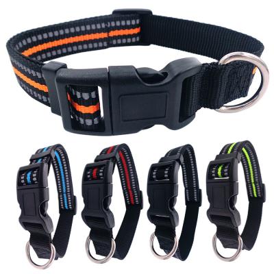 China Manufacturer Custom Soft Adjustable Stocked Nylon Reflective Dog Collar for sale